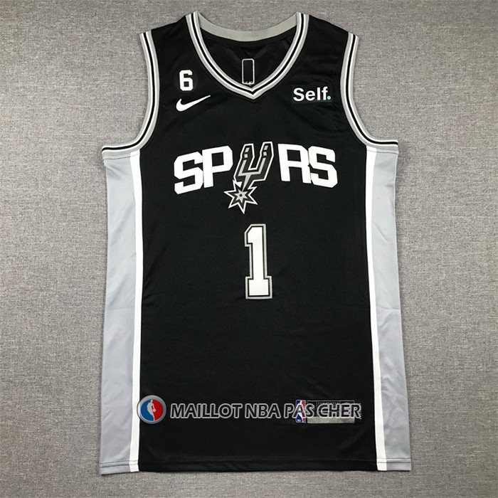 Maillot San Antonio Spurs Victor Wembanyama NO 1 Icon 2022-23 Noir